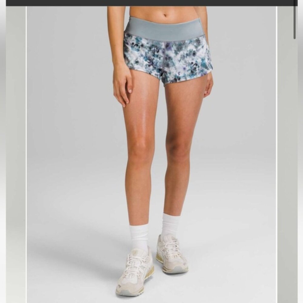 Lululemon Speed Up LowRise Short 2  5Kaleidofloral Multi  Blue Cast 8